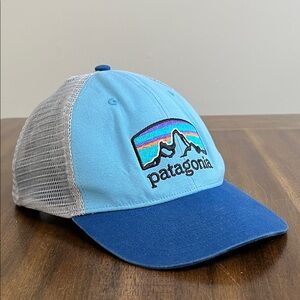 Patagonia Hat Cap Adult Snap Back White Mountain Trucker Mesh Netplus Outdoor